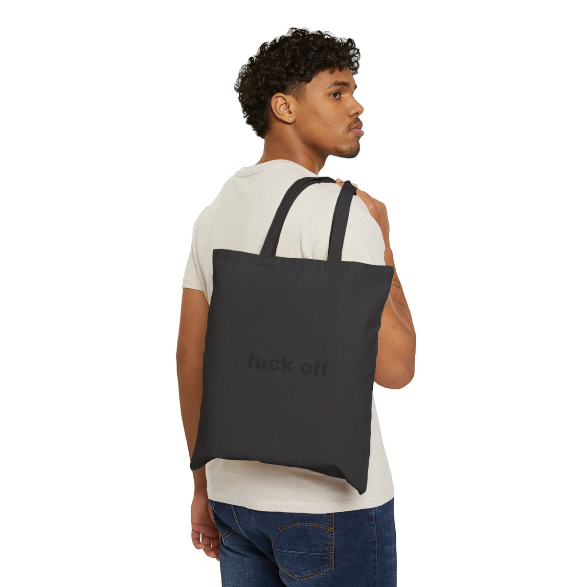 Canvas Tote Bag – Minimal "fuck off" Statement Tote, Reusable Cotton Shopper