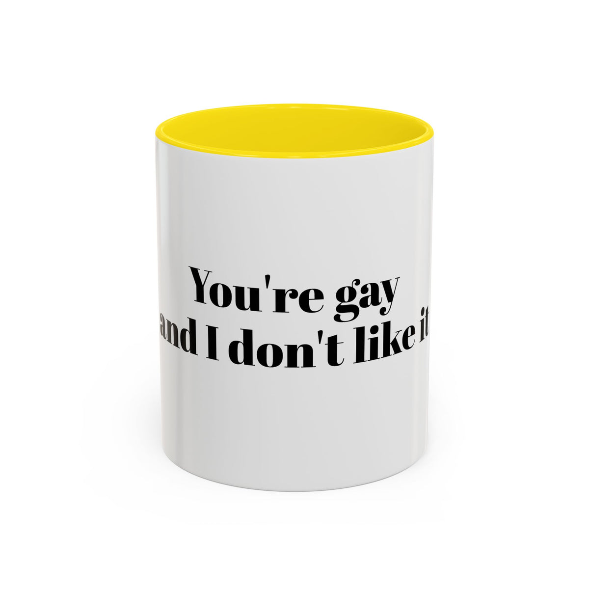You're Gay and I Don't Like It Coffee Mug — Accent Black Handle 11/15oz