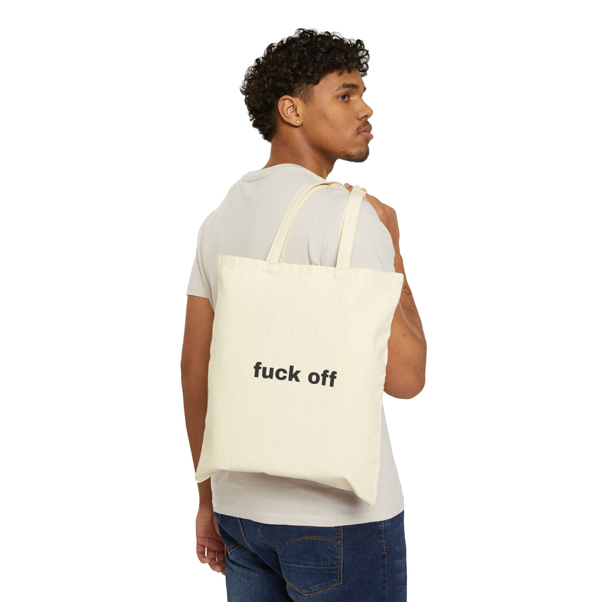 Canvas Tote Bag – Minimal "fuck off" Statement Tote, Reusable Cotton Shopper
