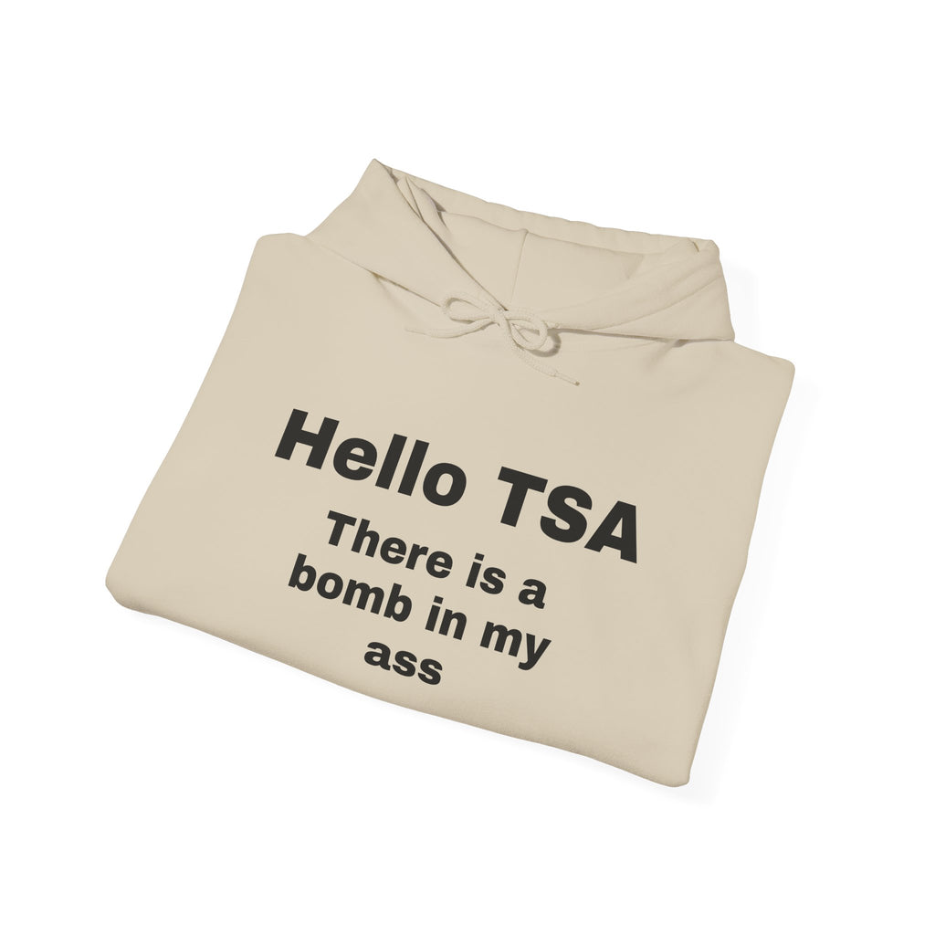Hoodie — "Hello TSA, There is a Bomb in My Ass" Novelty Statement Hoodie